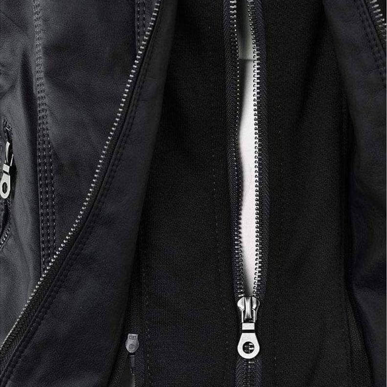 Ladies' Fitted Synthetic Leather Zipper Jacket