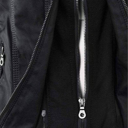 Ladies' Fitted Synthetic Leather Zipper Jacket
