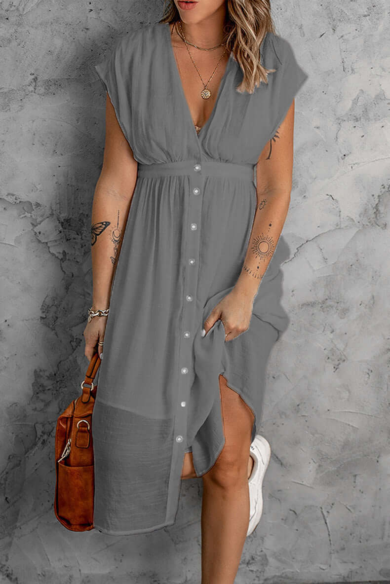 Ladies' Casual Long Sleeve V Dress