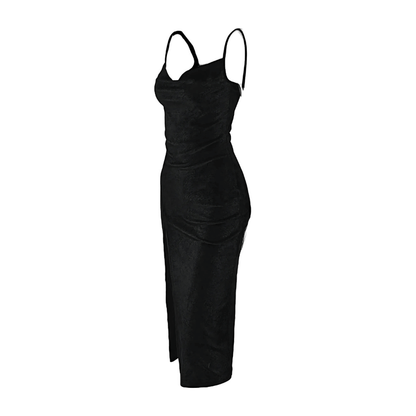 Luxurious Long Sleeve Slit Dress - Sophisticated
