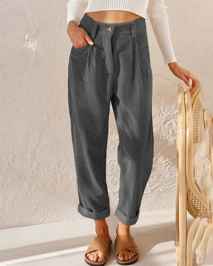 Ladies' Ribbed Cotton Pants - Luxivelle
