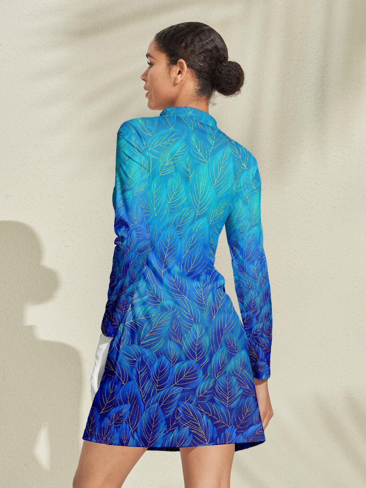 Fun Ocean Navy Blue Maxi Dress SPF 50 Protection