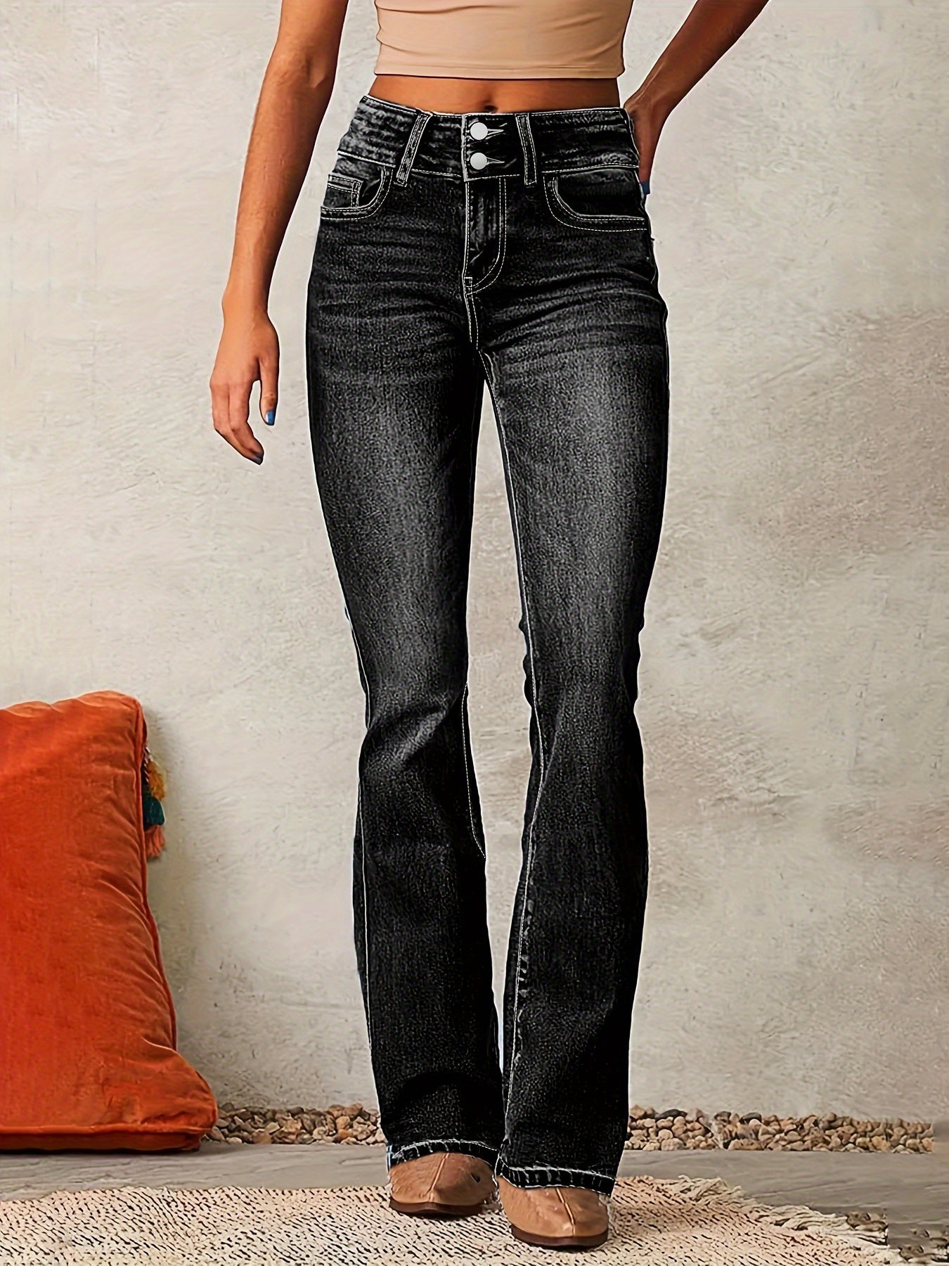 Women's Comfort Wide Leg High Waist Jeans - Luxivelle