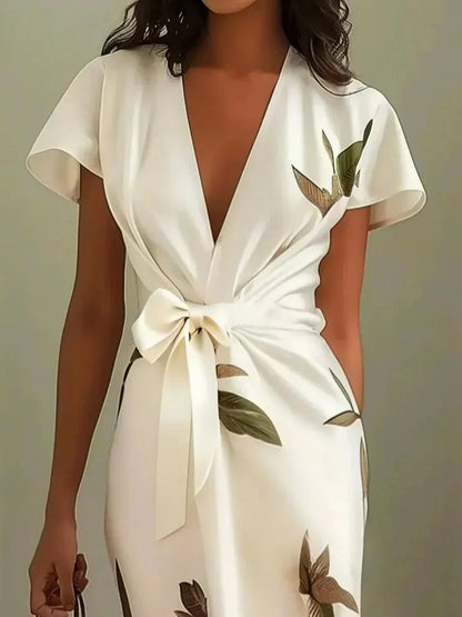 Chic Floral Midi Wrap Dress