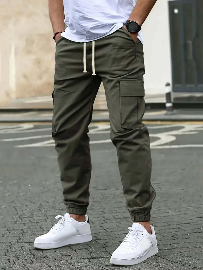 Comfortable Elastic Waist Trousers with Pockets - Luxivelle