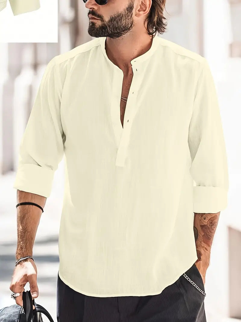 Variant image for Hugo Men's Linen Shirt – Classic Boat Collar, Breathable Fabric-25
