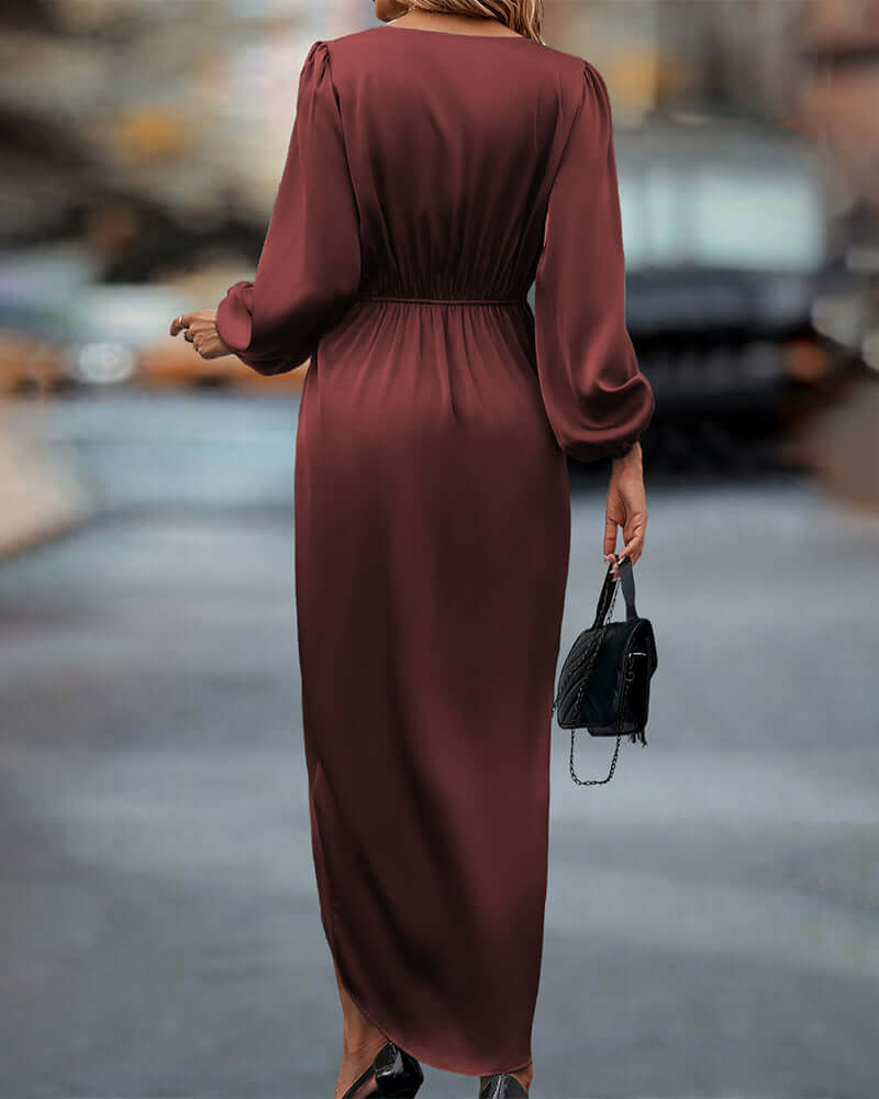 Fashionable V-Neck Bell Sleeve Dress