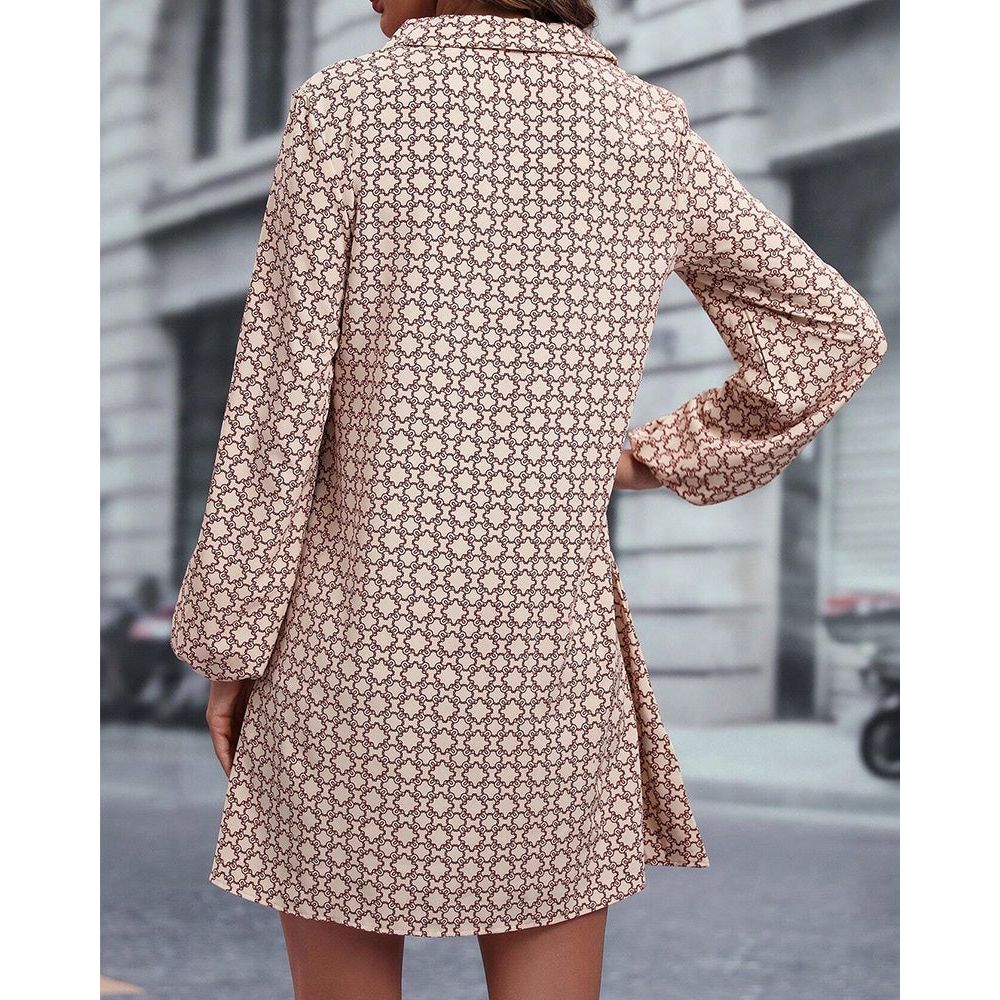 Relaxed Fit V Neck Long Sleeve Dress
