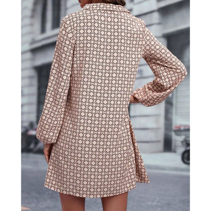 Relaxed Fit V Neck Long Sleeve Dress
