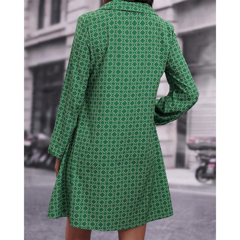 Relaxed Fit V Neck Long Sleeve Dress