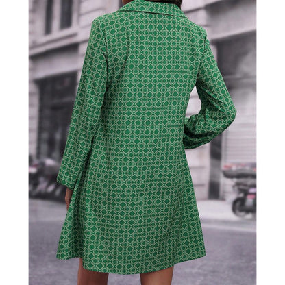 Relaxed Fit V Neck Long Sleeve Dress