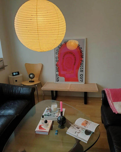 Simple White Cotton Shade Pendant Light with Metal Frame