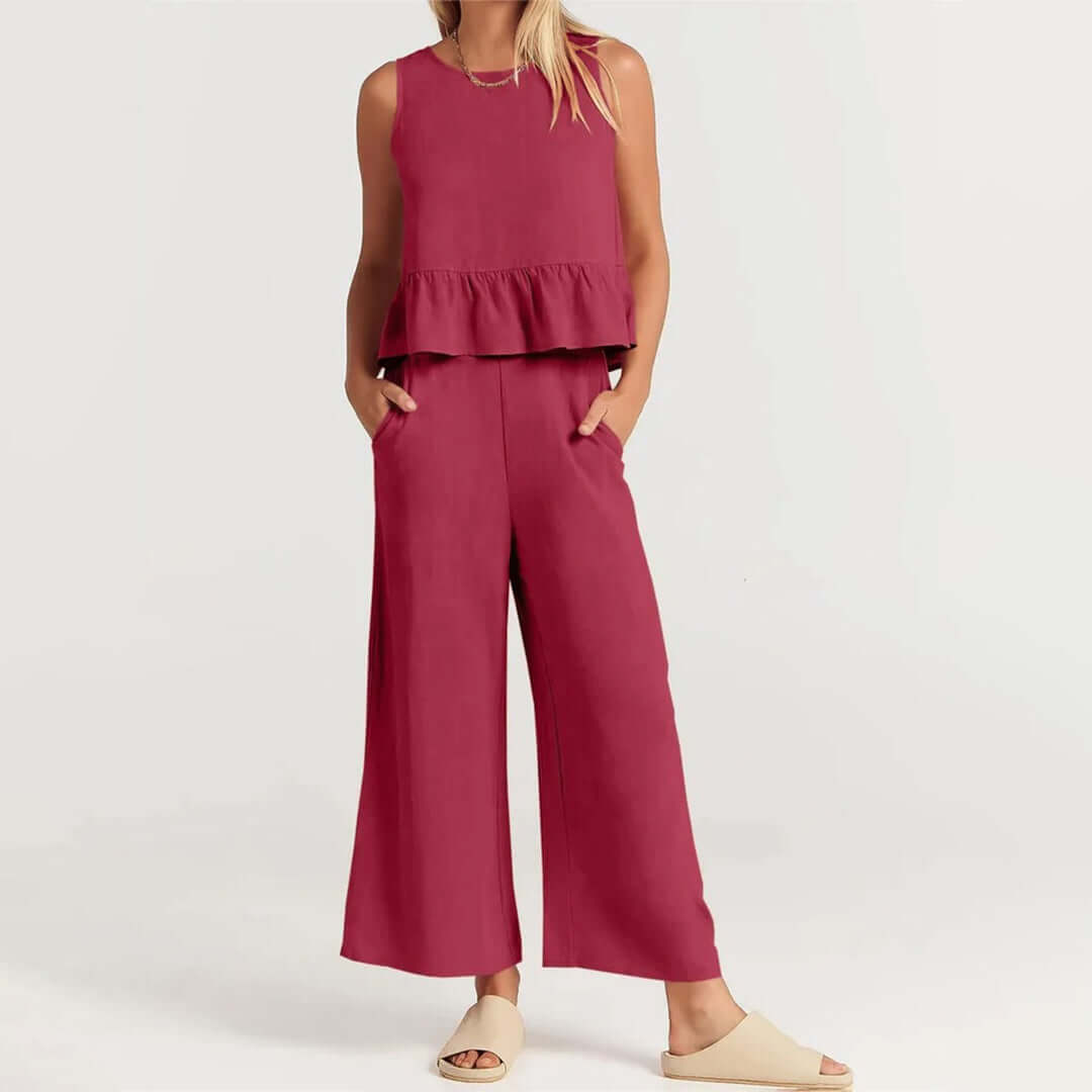 Ladies' Floral Off Shoulder Jumpsuit Set