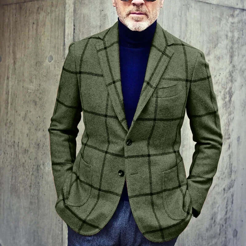 Classic Plaid Mens Suit Jacket