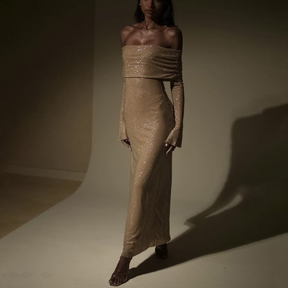 Luxurious Off Shoulder Maxi Dress for Women