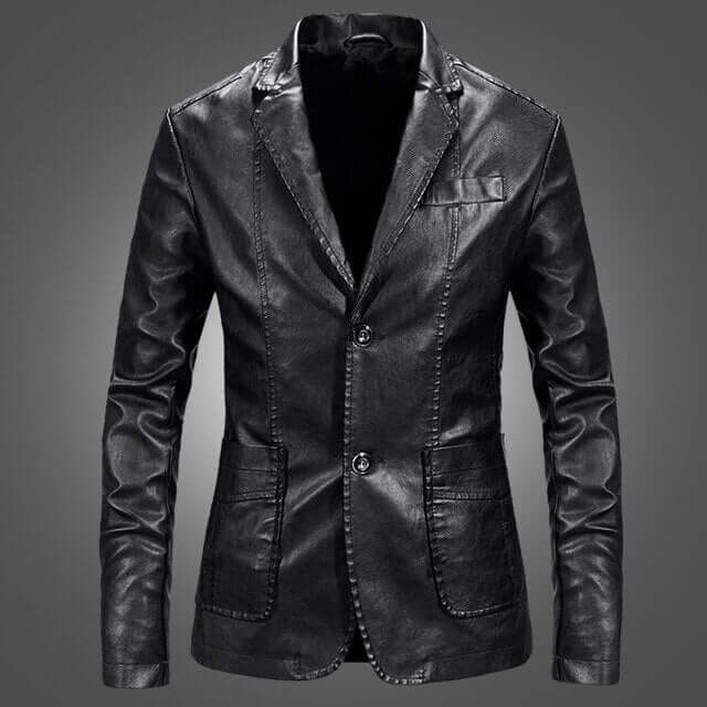 Stylish Men's Fitted Leather Jacket - Luxivelle