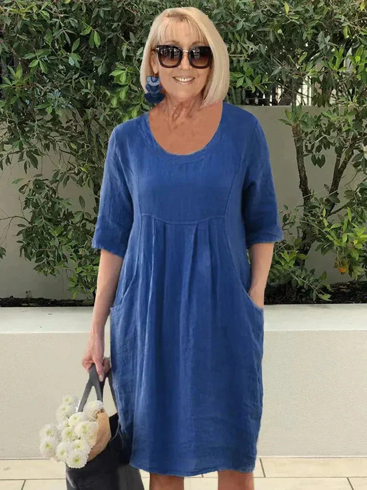 Bridget | Women's Loose Cotton Summer Dress with Pockets-2