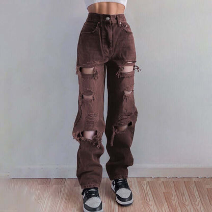 Distressed Frayed Hem Women's Jeans