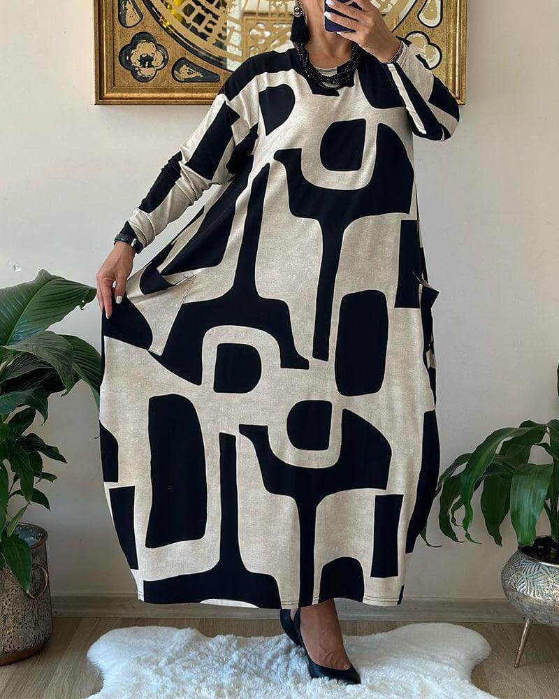 Fashionable Floral Long Sleeve Women's Dress