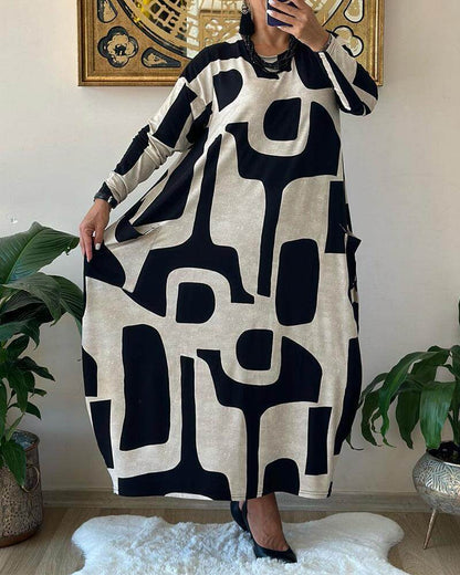 Fashionable Floral Long Sleeve Women's Dress