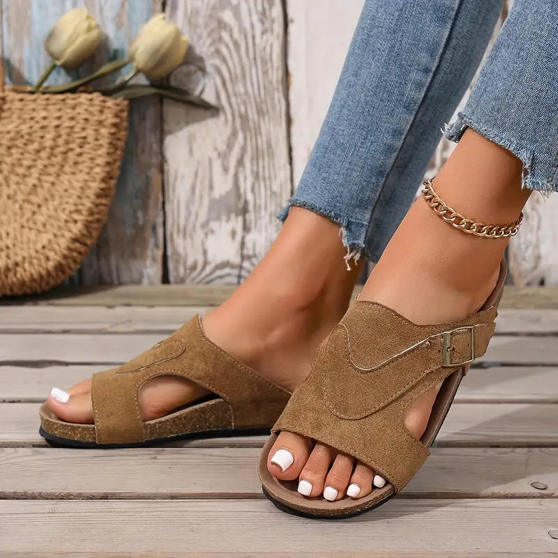 Comfortable Buckle Strap Flat Sandal