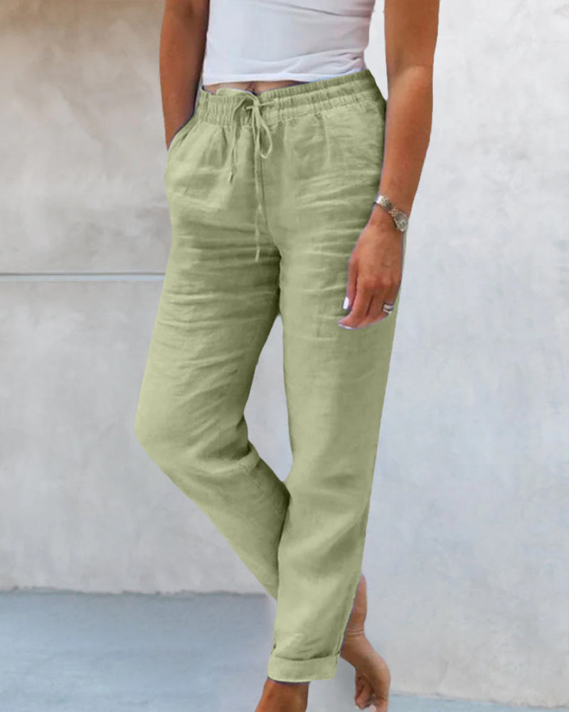 Women's Short Drawstring Straight Leg Pants