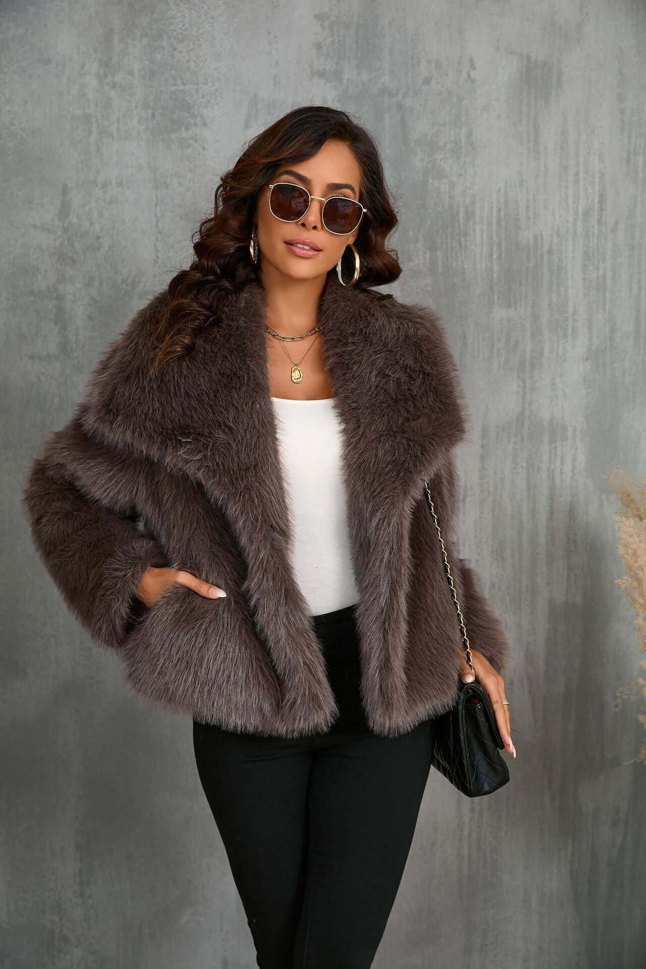 Brown Fake Fur Jacket