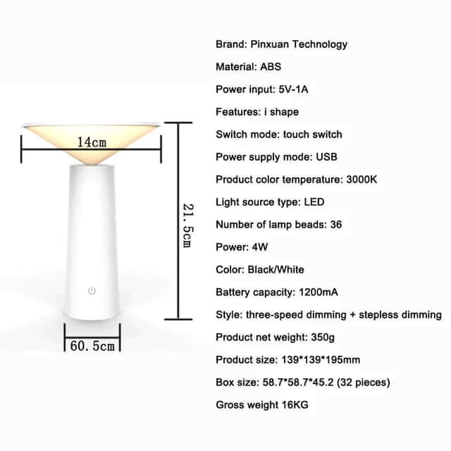 Rechargeable Portable Desk Light with Control