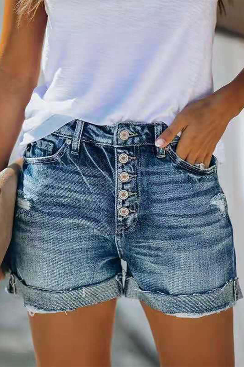 Ladies Classic Fit Blue Jeans Shorts - Luxivelle
