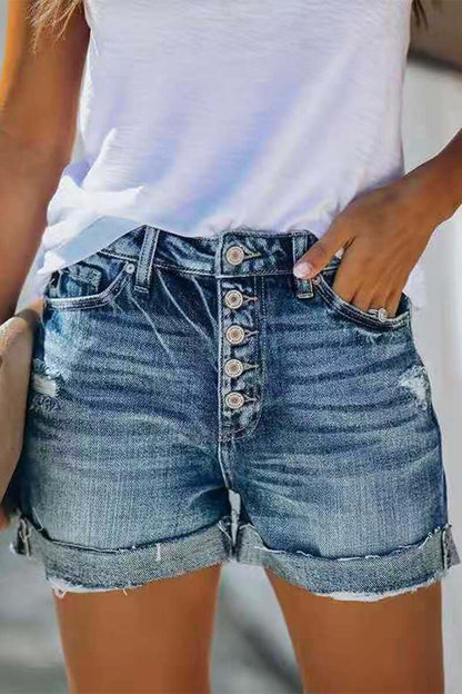 Ladies Classic Fit Blue Jeans Shorts - Luxivelle