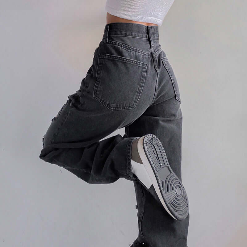 Distressed Frayed Hem Women's Jeans