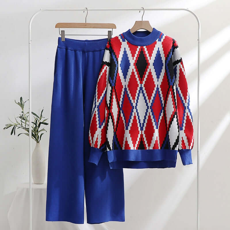 Colorful Floral 2 Piece Crop Top and Pants Set