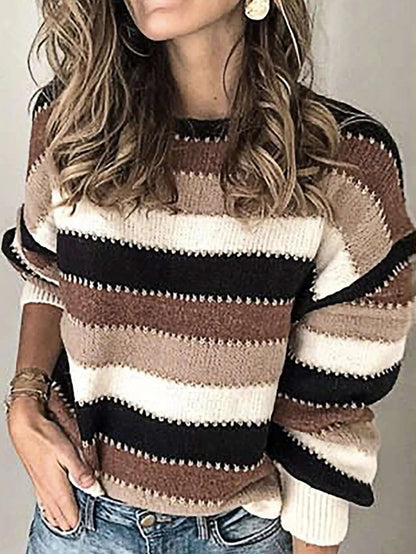 Fashionable Horizontal Knit Women's Sweater