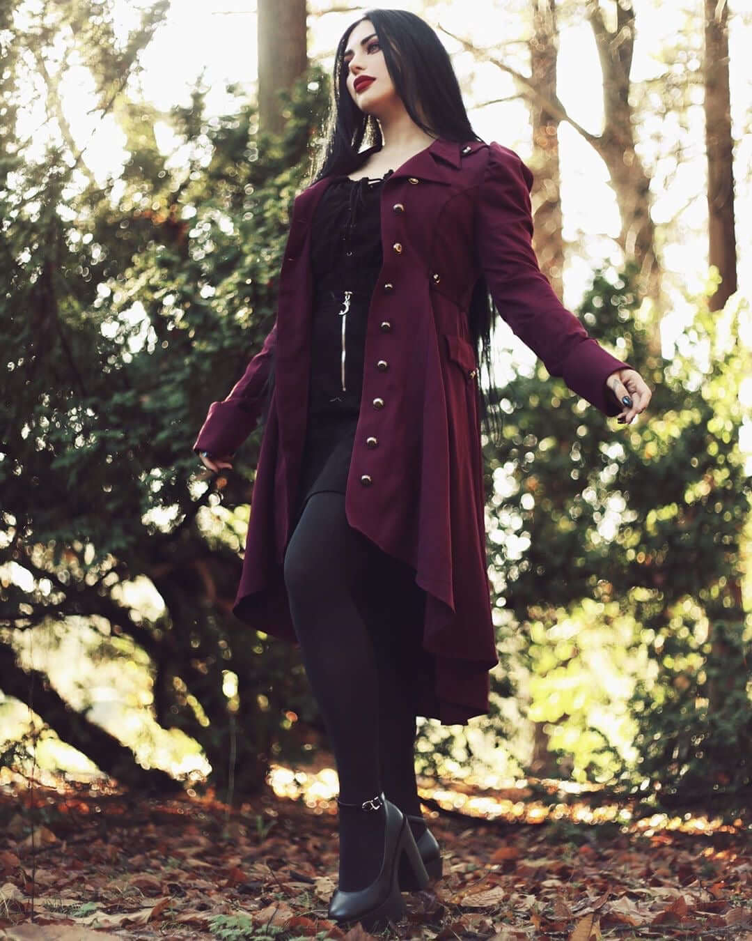 Classic Ladies Midi Coat with Fitted Neckline
