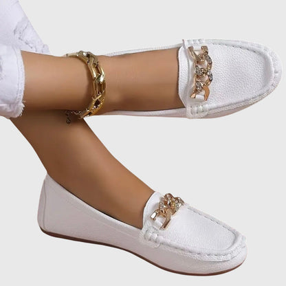 Ladies Comfortable Slip-On Loafers With Metal Detail