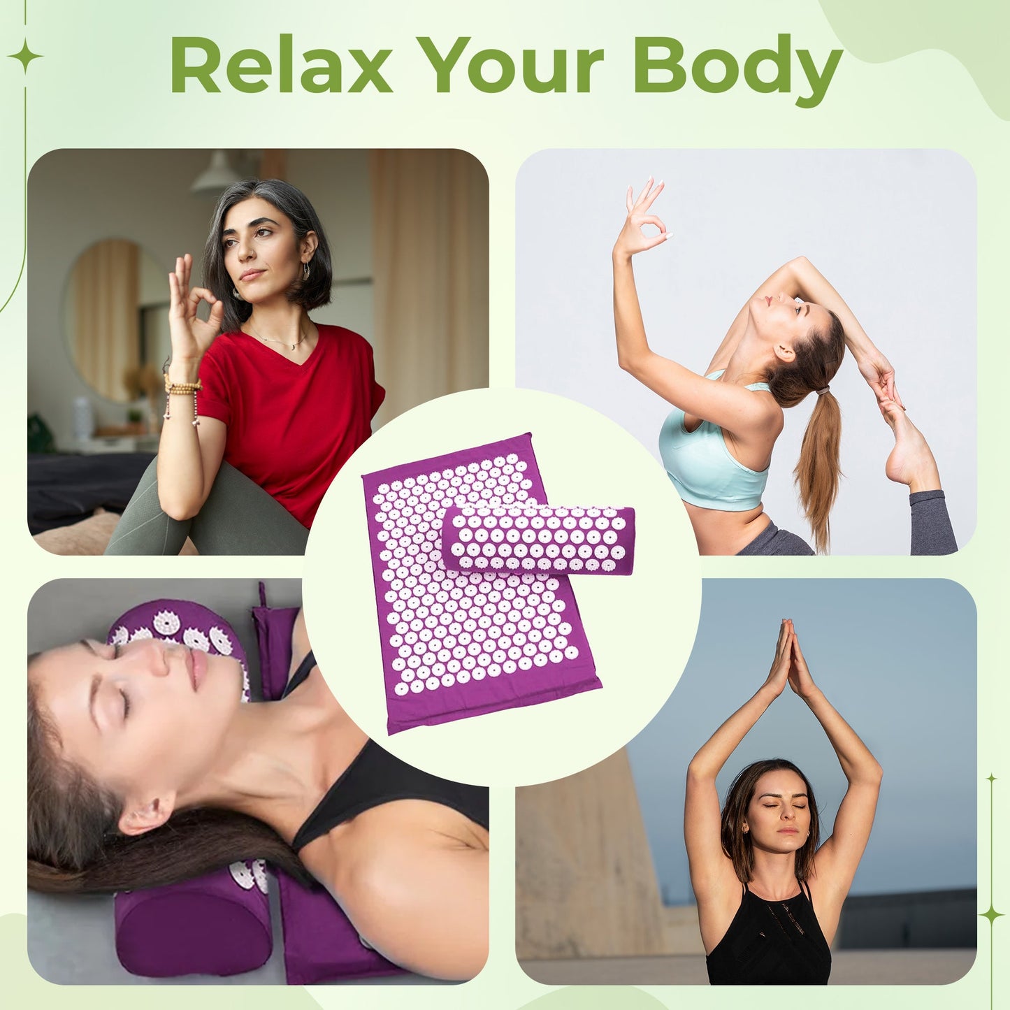 Massage Mat & Pillow Set for Back Pain Relief
