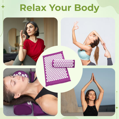 Massage Mat & Pillow Set for Back Pain Relief