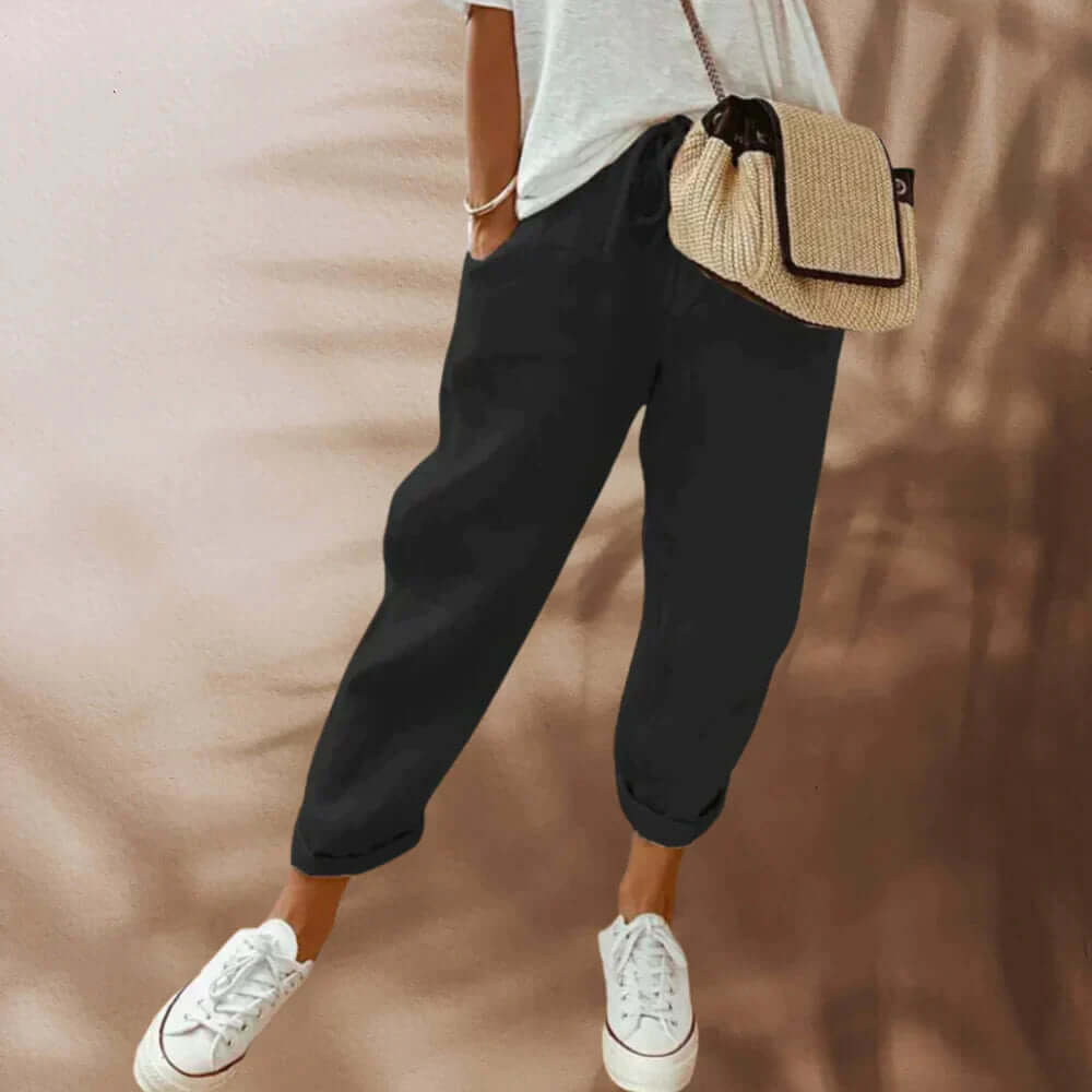 Ladies Slim Fit Pants with Waist Tie