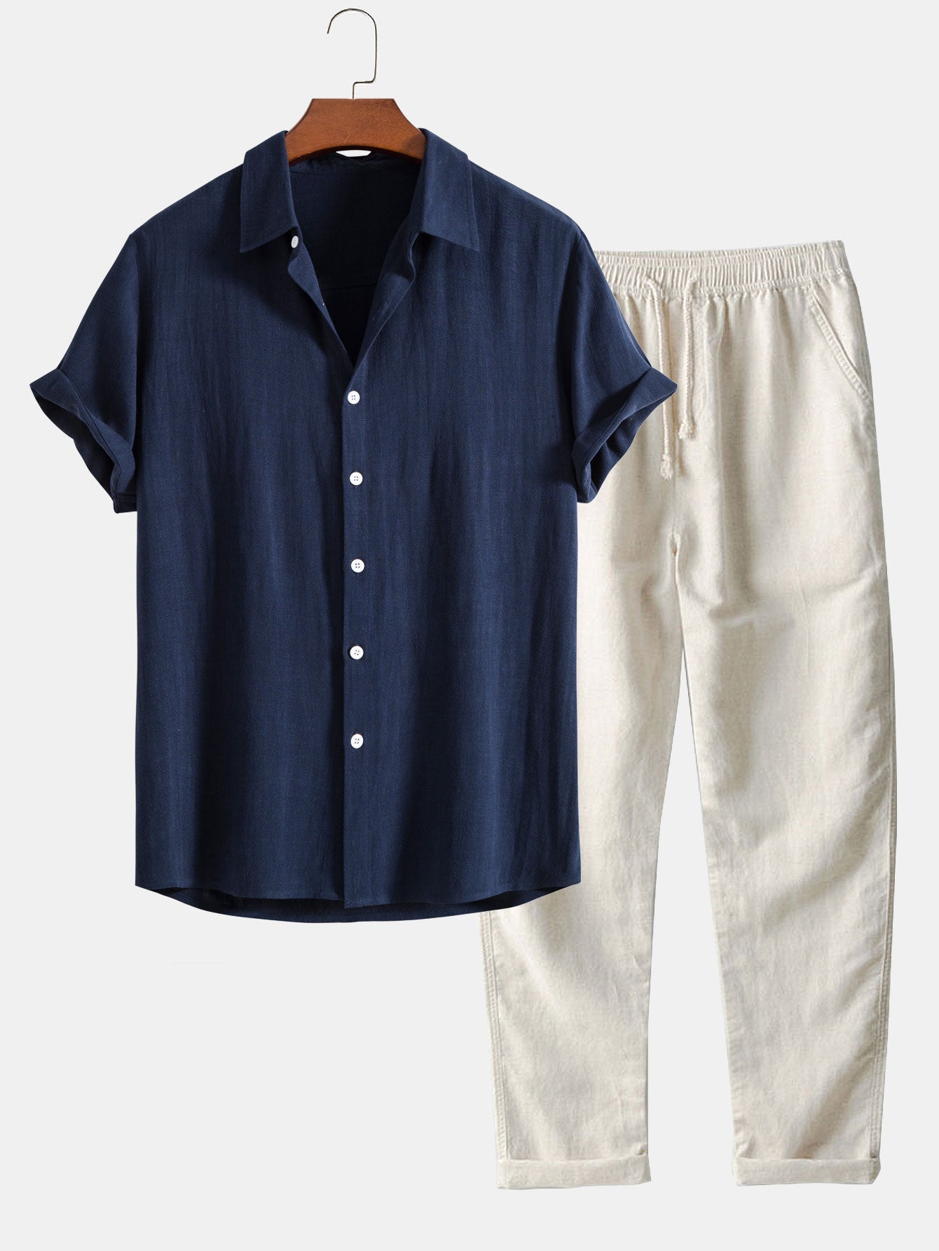 Men's Casual Lightweight 2 Piece Suit Set