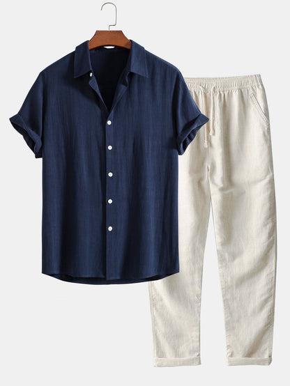 Men's Casual Lightweight 2 Piece Suit Set