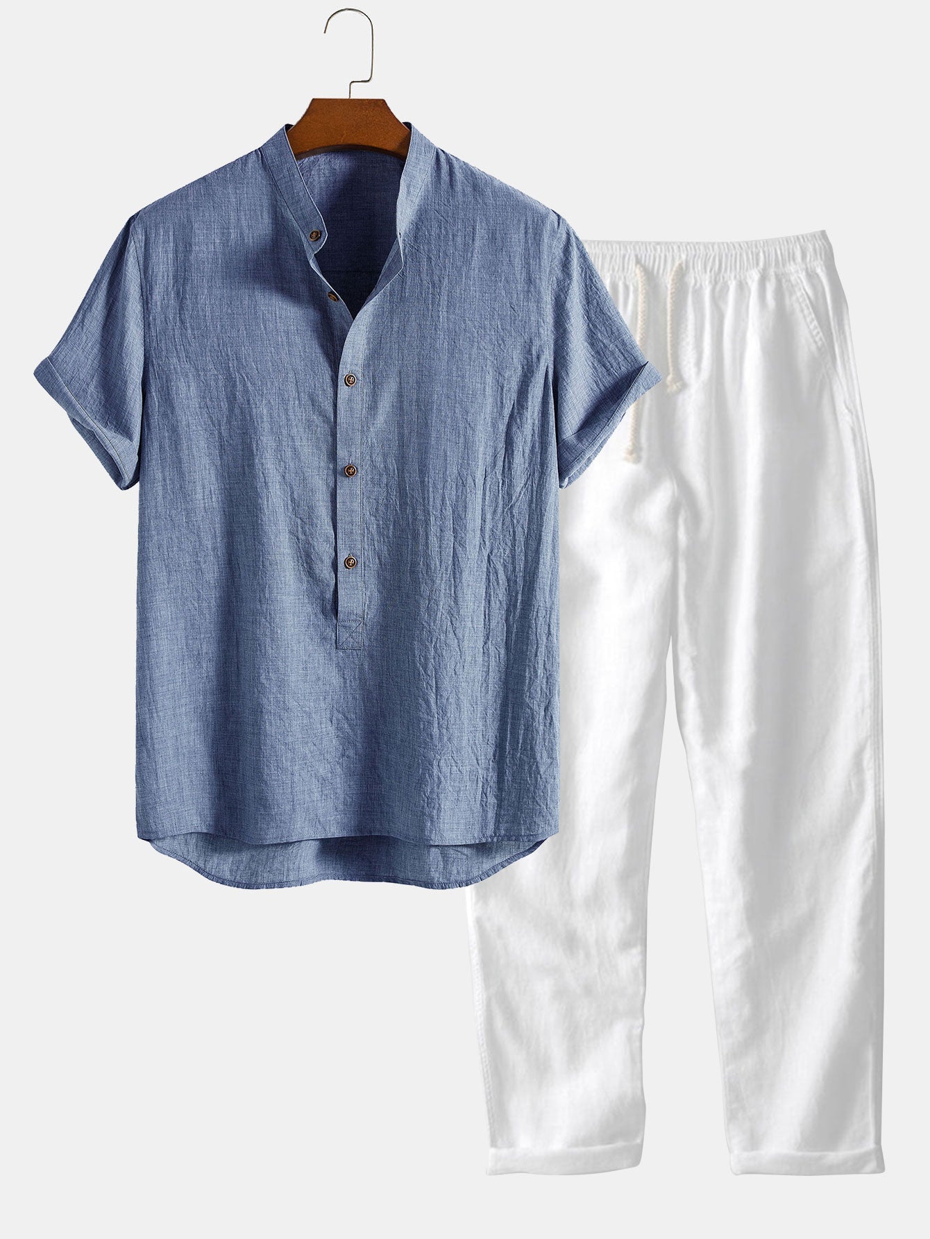 Casual Loose Fit Short Sleeve Shirt and Pants Set