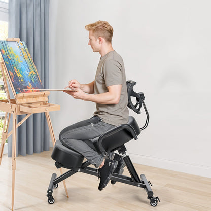 Ergonomic Desk Chair with Lumbar Support - Stool with Wheels