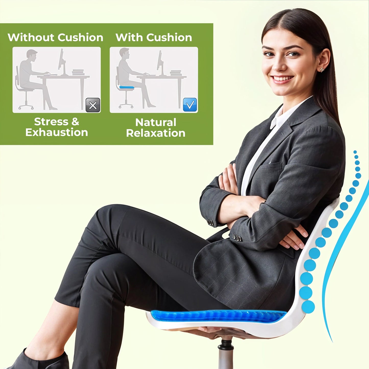 Ergonomic Memory Foam Chair Cushion for Back Support