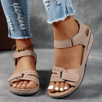 Elegant High Heel Wedge Sandals with Buckle Strap