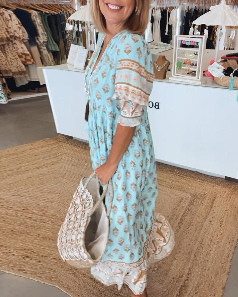 Elegant Floral Scoop Neck Dress