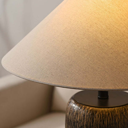 Traditional Wooden Table Lamp with Metal Details