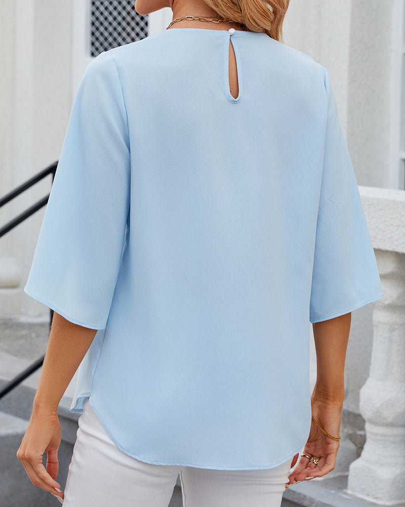 Ladies' Flowy Ruffled Bell Sleeve Top