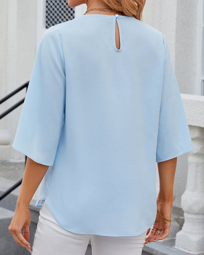 Ladies' Flowy Ruffled Bell Sleeve Top