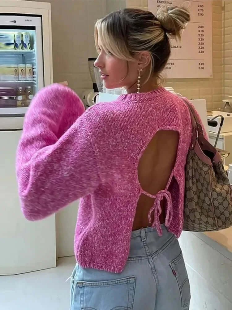 Women's Casual Open Back Long Top