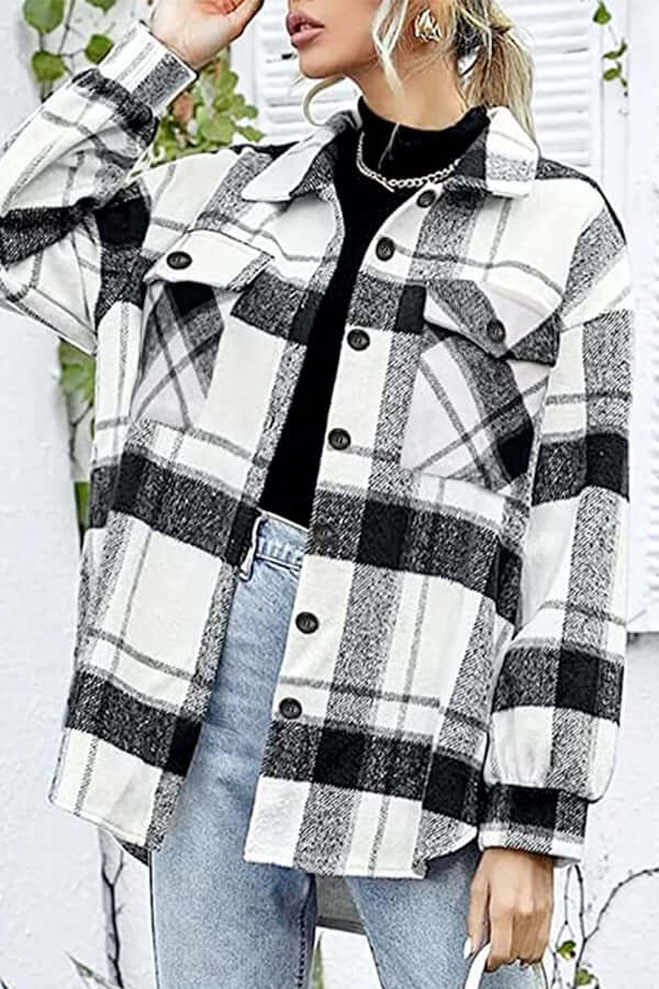 Relaxed Fit Plaid Shirt for Women
